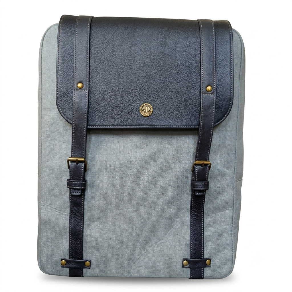 AJK Canvas and leather laptop backpack